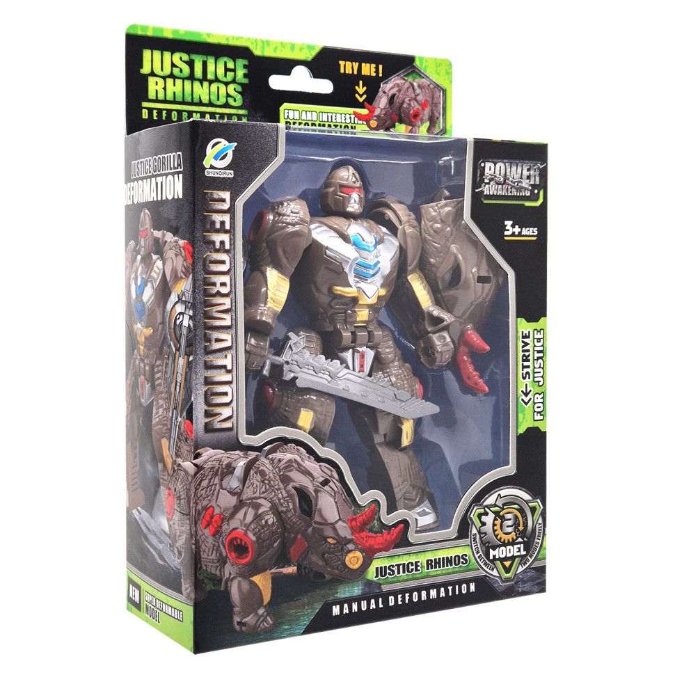 Дитячий робот-трансформер Justice Rhinos 168-82(Brown) робот-носоріг - гурт(опт), дропшиппінг