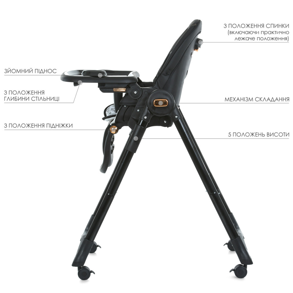 Стілець для годування ME 1037-B CRYSTAL Black Gold до 15 кг - гурт(опт), дропшиппінг 