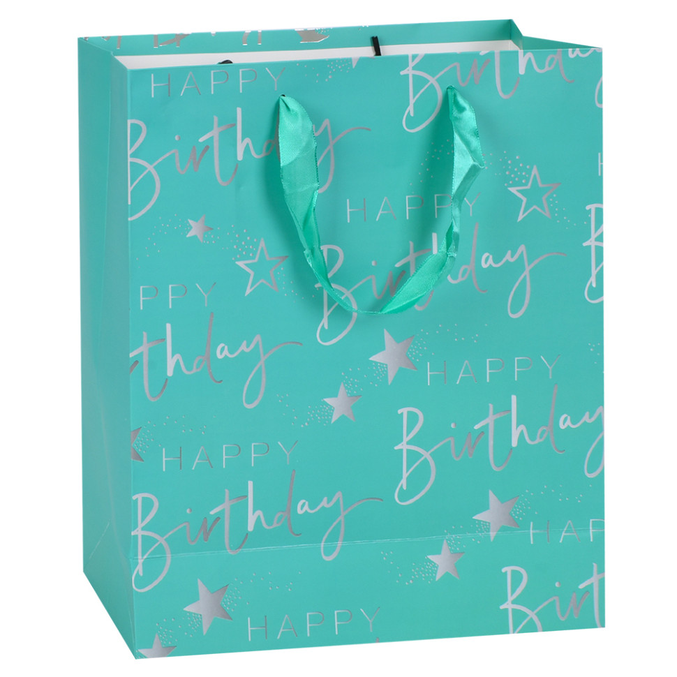 Пакет подарочный Happy Birthday MK 5947-M(Turquoise) размер 32х25х11 см опт, дропшиппинг