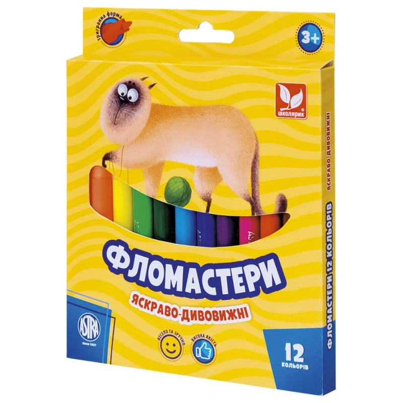 Фломастеры конические 314110003-UA 12 цветов без запаха опт, дропшиппинг