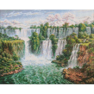 Алмазная мозаика "Живописный водопад"©Сергей Лобач Идейка AMO7278 40х50 см
