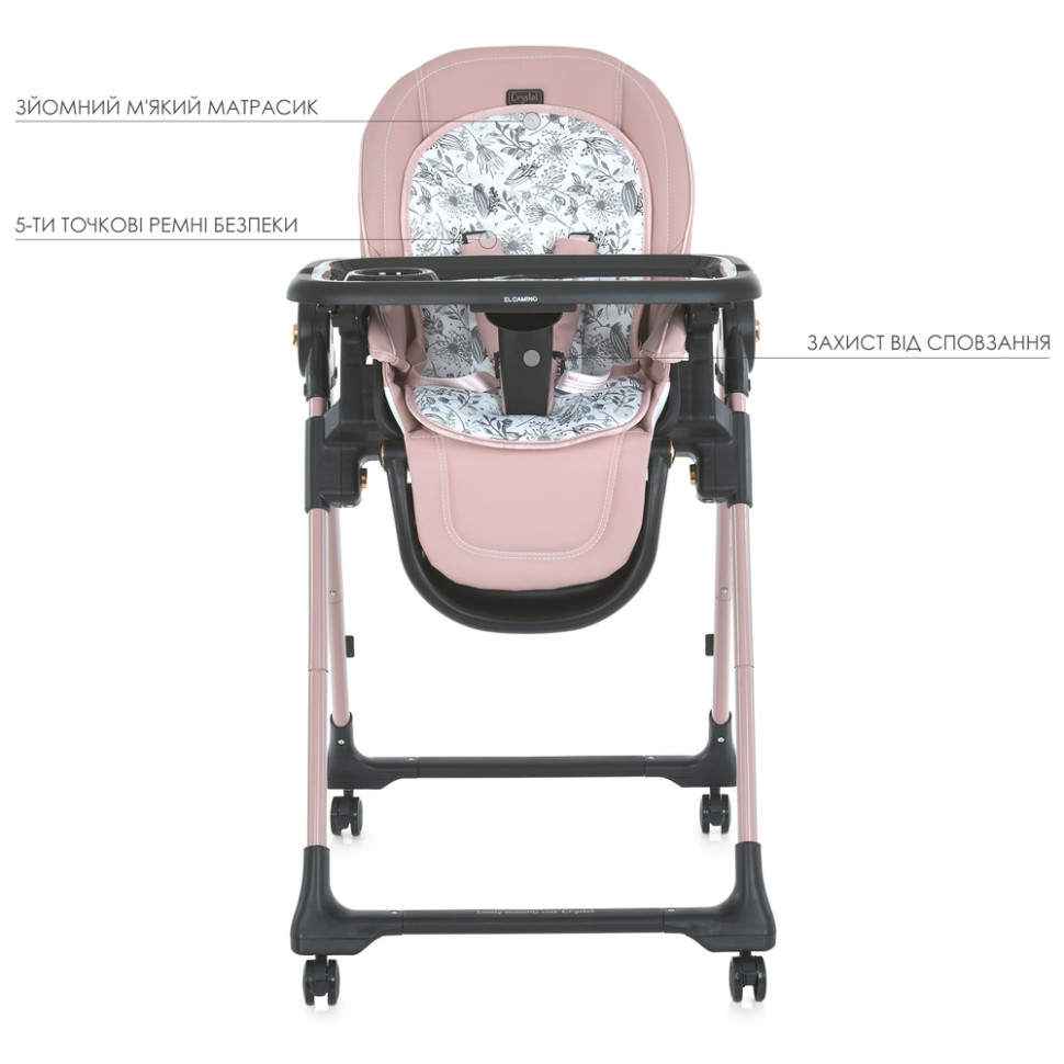 Стульчик для кормления ME 1037-B CRYSTAL Rose Gold до 15 кг опт, дропшиппинг