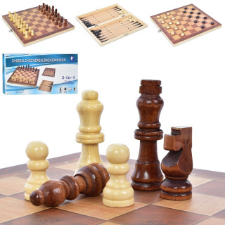 Набор настольных игр "Шахматы, нарды, шашки 3 в 1" W6628 деревянные