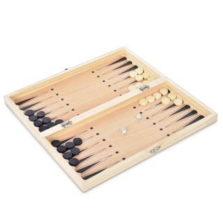 Набор настольных игр "Шахматы, нарды, шашки 3 в 1" W6628 деревянные