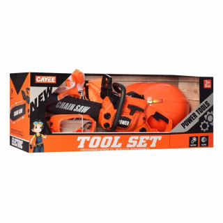 Детский игровой набор инструментов с бензопилой KY1068-108C каска в наборе