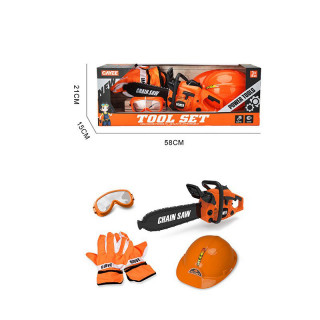 Детский игровой набор инструментов с бензопилой KY1068-108C каска в наборе