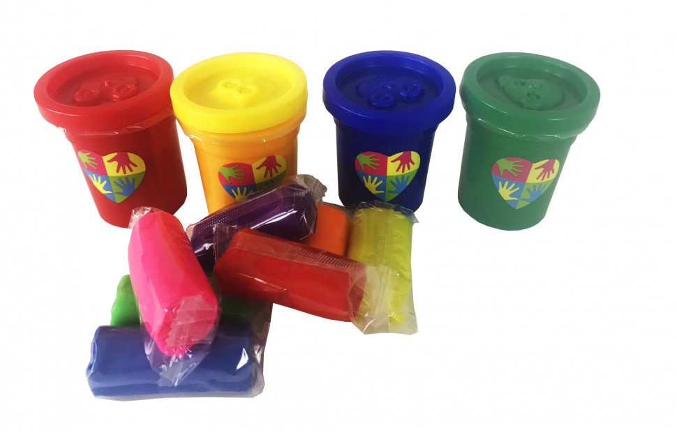 Набор креативного творчества пальчиковые краски 4 баночки + тесто для лепки PK-03-01