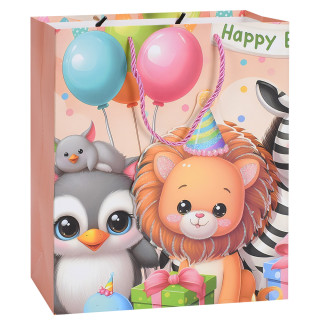 Пакет подарочный Happy Birthday Львенок MK 5949-M-2 размер 32х26х10 см