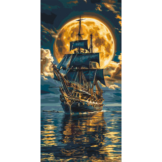Картина по номерам "Корабль в море" LW5108, 40х80 см