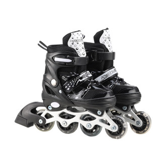Роликовые коньки RL2502(Black) колеса PVC, размер M (34-37), со светом