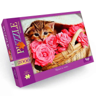 Пазл "Котик в розах" Danko Toys C2000-01-05, 2000 эл.