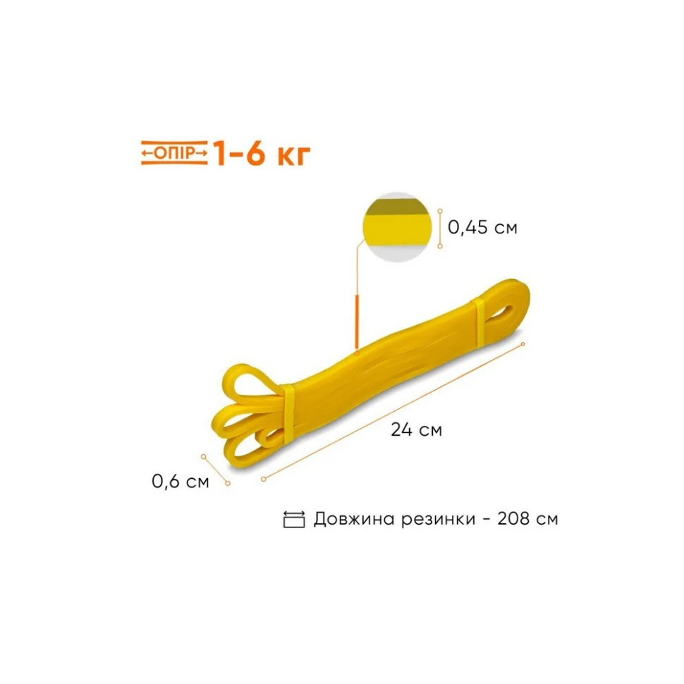 Резиновая петля для фитнеса EF-2654-1 Желтая 1-6 кг опт, дропшиппинг