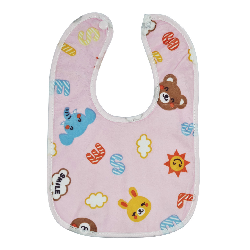 Дитячий слинявчик тканинний MGZ-0600(Pink) на кнопці - гурт(опт), дропшиппінг 