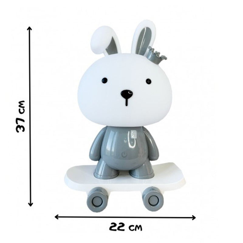 Ночник детский «Зайчик на скейте» MGZ-1407(Grey) питание от USB опт, дропшиппинг