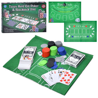 Настольная игра "Покер" 3896-46 фишки с номиналом, 2 колоды карт
