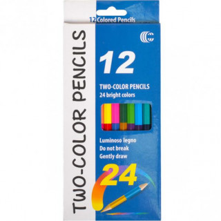 Детские двухсторонние карандаши для рисования "Two-color" CR765-12, 24 цвета 