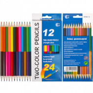 Детские двухсторонние карандаши для рисования "Two-color" CR765-12, 24 цвета 