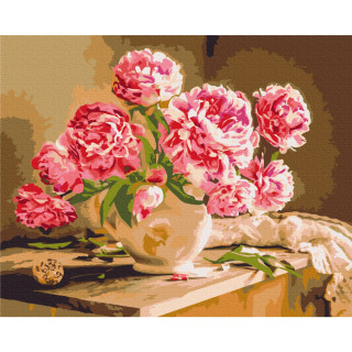 Картина по номерам "Пионы в уютном интерьере" Brushme BS52704 40x50 см