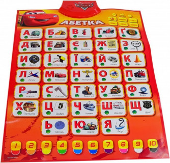 Интерактивный обучающий плакат "Абетка" Cars KI-7734 на укр. языке