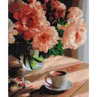 Картина по номерам "Кофе с запахом пионов" BS51686, 40х50см