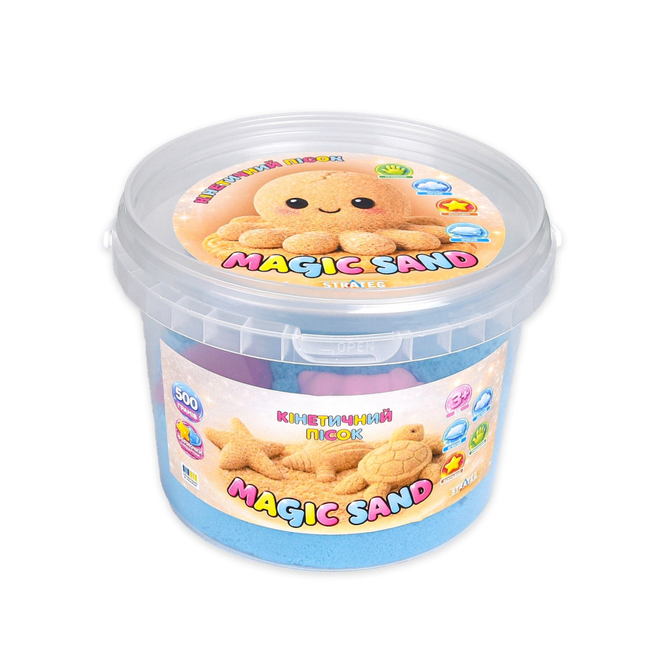Кінетичний пісок Magic Sand 31193 блакитний 500 гр, формочки 4 шт - гурт(опт), дропшиппінг