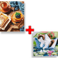 Набор картин по номерам 2 в 1 Идейка "Панкейки к чаю" 40х50 KHO5641 и "Релакс летом" 40х40 KHO4470