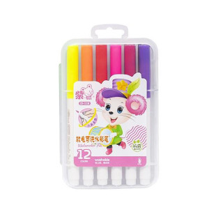 Фломастер - кисточка "Water color pen" 12 цветов 228-12 в пластиковом боксе 