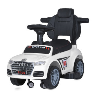 Дитяча каталка-толокар M 5045L-1 білий, з батьківською ручкою