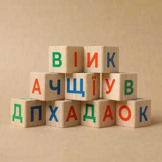 Деревянные кубики "Украинская Азбука" 900699 9 кубиков, 33 карточки