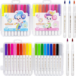 Фломастер - кисточка "Water color pen" 18 цветов 228-18  в пластиковом боксе 