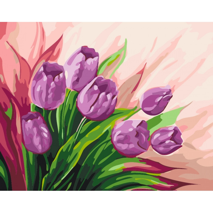 Картина по номерам. Цветы "Персидские тюльпаны" 40*50 *  KHO2924                                    