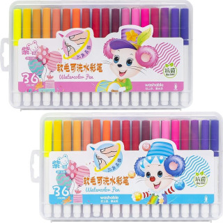 Фломастер - кисточка "Water color pen" 36 цветов 228-36 в пластиковом боксе