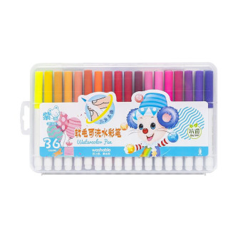Фломастер - кисточка "Water color pen" 36 цветов 228-36 в пластиковом боксе