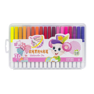 Фломастер - кисточка "Water color pen" 36 цветов 228-36 в пластиковом боксе