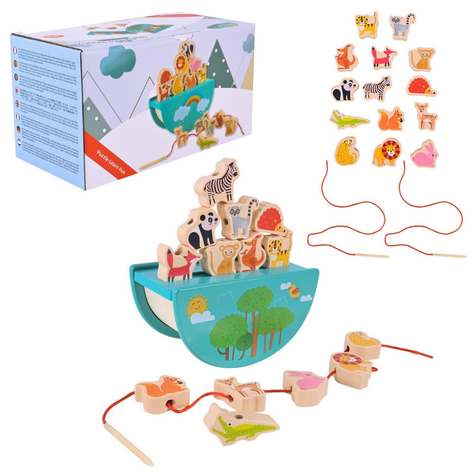 Деревянная игрушка Балансир-шнуровка 2 в 1 C9406 опт, дропшиппинг