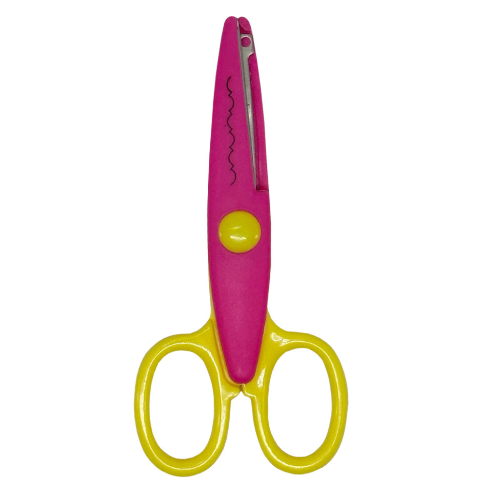 Ножницы детские 80685(Crimson-Yellow) с фигурным лезвием опт, дропшиппинг