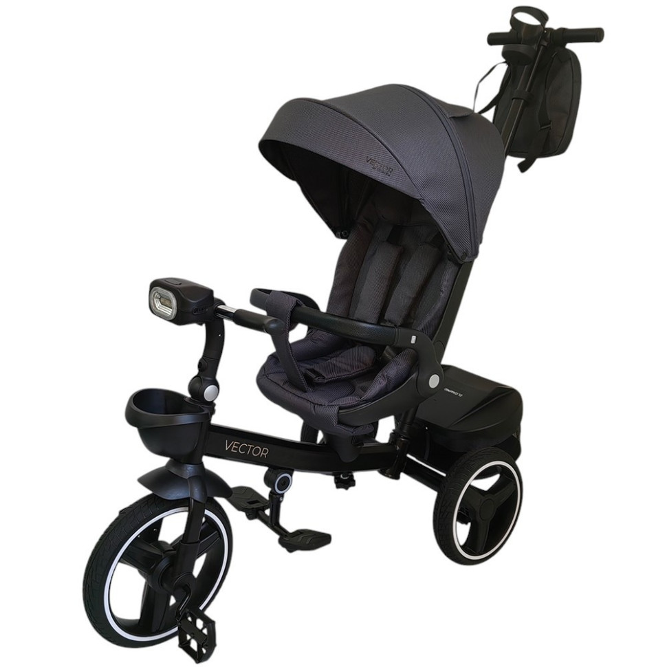 Детский трехколесный велосипед VECTOR ME 1162-1 Dark Gray, с родительской ручкой опт, дропшиппинг