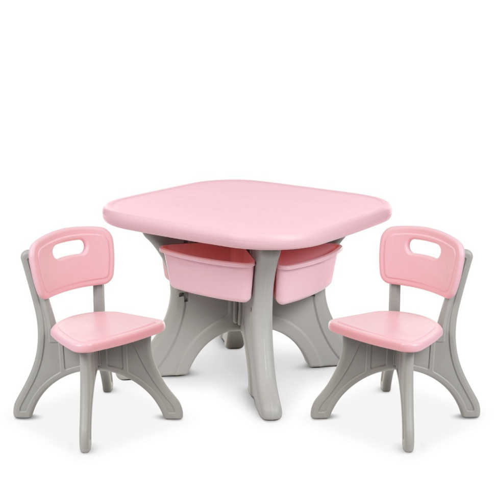 Дитячий столик з двома стільцями NEW TABLE-8 сіро-рожевий - гурт(опт), дропшиппінг 