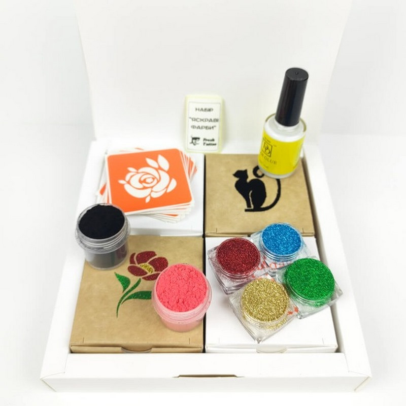 Подарочный набор для био-тату «Яркие краски» gift-set-jaskravi-farbi опт, дропшиппинг
