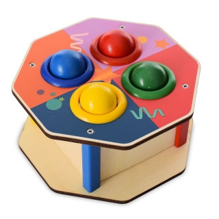 Деревянная игрушка стукачка "Шестигранник" MD 1682F, молоток