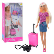 Детская кукла с чемоданом и фотоаппаратом DEFA 8377, 29 см