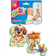 Детские пазлы на магните «Домашние любимцы» Baby-Puzzle VT3208-02,  2 пазла, 9 деталей