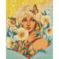 Алмазная мозаика "Девушка с бабочками" ©pollypop92 AMO7597 40х50 см Идейка