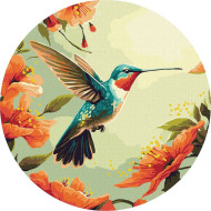 Картина по номерам "Красочная колибри" ©art_selena_ua KHO-R1045 диаметр 39см