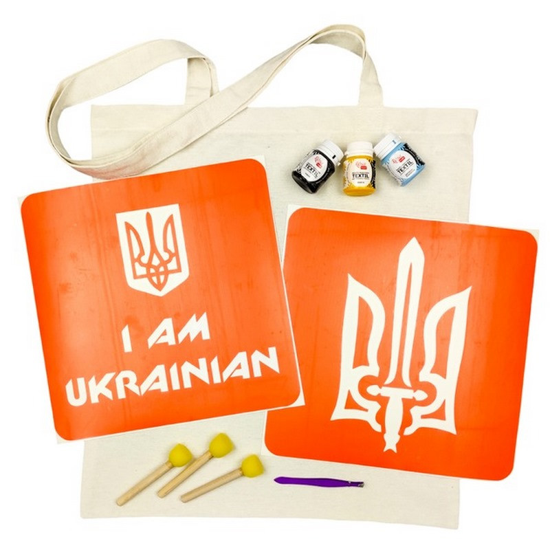 Набор для творчества «Экосумка бязь I Am Ukrainian, Тризуб» bag-b-n064-n059 опт, дропшиппинг