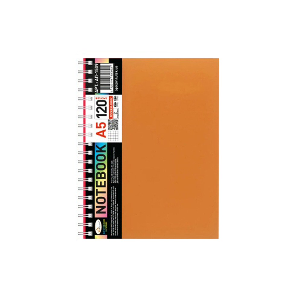 Блокнот А5 АП-1509(Orange) 120 аркушів, пружина збоку - гурт(опт), дропшиппінг 