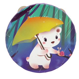 Деревянная игрушка Бубен "Машинка с зонтиком" MD 0367-43 диаметр 15 см