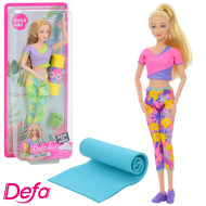 Детская кукла Yoga girl DEFA 8489, 28см, шарнирная, йогамат