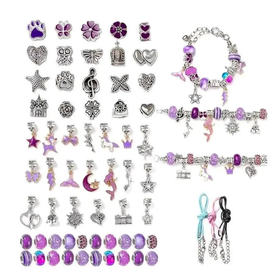 Набор для создания браслетов и подвесок B4343(Purple) с шармами опт, дропшиппинг