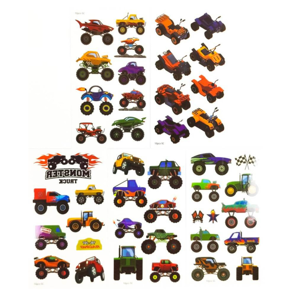 Набор детских временных тату «Колеса-монстры №1» set-5-kids-tatto-cars-1 опт, дропшиппинг